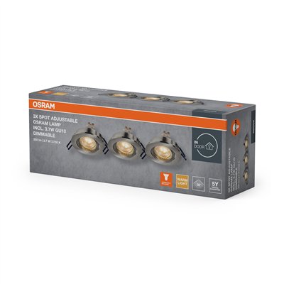 LED Spot Set Recess GU10 Click Dim Adjustable Click 3.7W 827 Satin Nickel