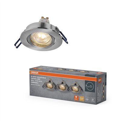LED Spot Set Recess GU10 Click Dim Adjustable Click 3.7W 827 Satin Nickel