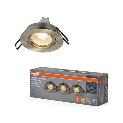LED Spot Set Recess GU10 Dim Adjustable Click 6W 827 Green Brass