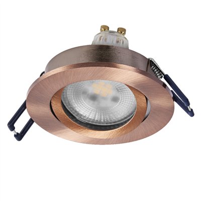 LED Spot Set Recess GU10 Dim Adjustable Click 6W 827 Red Brass