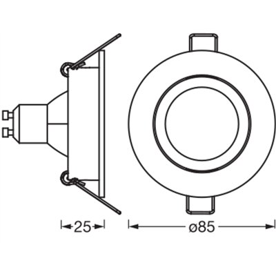 LED Spot Set Recess GU10 Dim Adjustable Click 6W 827 Satin Nickel