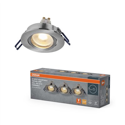 LED Spot Set Recess GU10 Dim Adjustable Click 6W 827 Satin Nickel