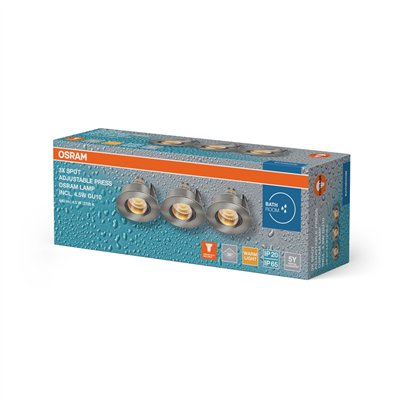 LED Spot Set Recess GU10 IP65 Press 4.5W 827 Satin Nickel