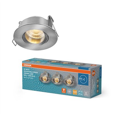 LED Spot Set Recess GU10 IP65 Press 4.5W 827 Satin Nickel