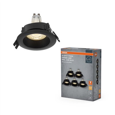 LED Spot Set Recess GU10 Plastic Press 2.6W 827 Black