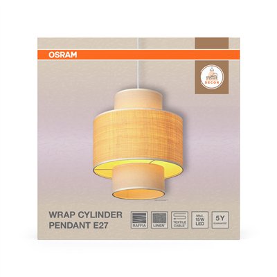 Decor Wrap Cylinder Pendant E27 Beige