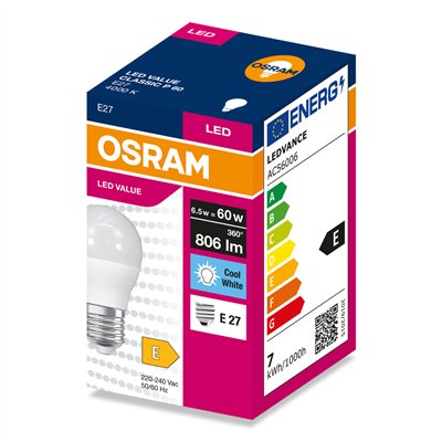 LED VALUE CLASSIC P 60  6.5W/4000K E27