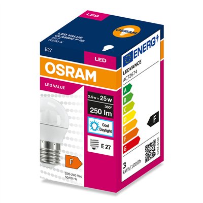 LED VALUE CLASSIC P 25  2.5W/6500K E27