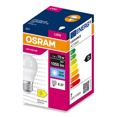 LED VALUE CLASSIC P 75  7W/4000K E27