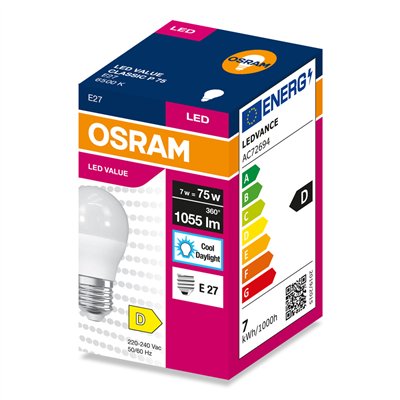 LED VALUE CLASSIC P 75  7W/6500K E27