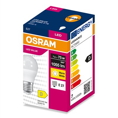 LED VALUE CLASSIC P 75  7W/3000K E27
