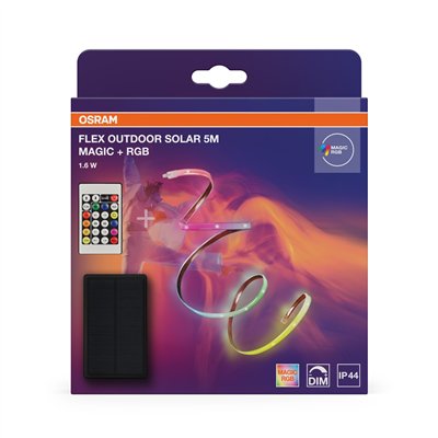 Outdoor Solar Flex Strips 5M Magic RGB Remote Control IP44