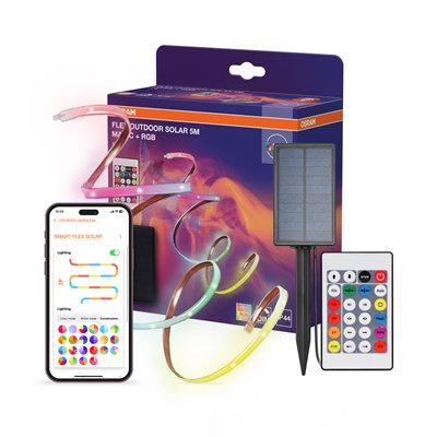 Outdoor Solar Flex Strips 5M Magic RGB Remote Control IP44