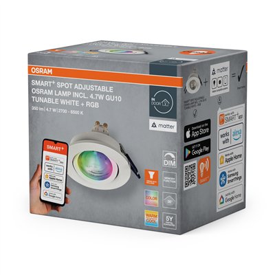 SMART+ MATTER LED Spot Recess GU10 Adjustable 4.7W RGBW White