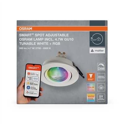 SMART+ MATTER LED Spot Recess GU10 Adjustable 4.7W RGBW White