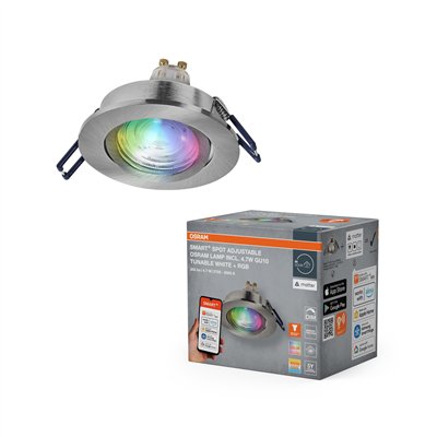 SMART+ MATTER LED Spot Recess GU10 Adjustable 4.7W RGBW Satin Nickel