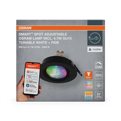 SMART+ MATTER LED Spot Recess GU10 Adjustable 4.7W RGBW Black