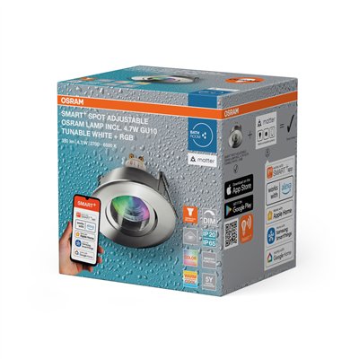 SMART+ MATTER LED Spot Recess GU10 IP65 Adjustable 4.7W RGBW Chrome
