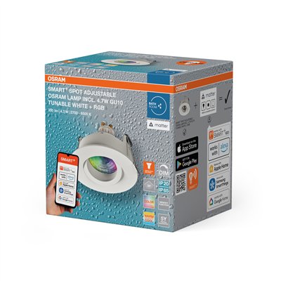 SMART+ MATTER LED Spot Recess GU10 IP65 Adjustable 4.7W RGBW White