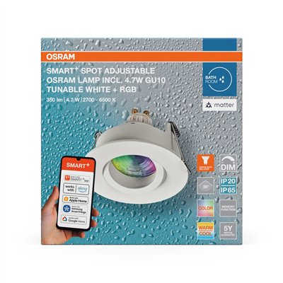 SMART+ MATTER LED Spot Recess GU10 IP65 Adjustable 4.7W RGBW White
