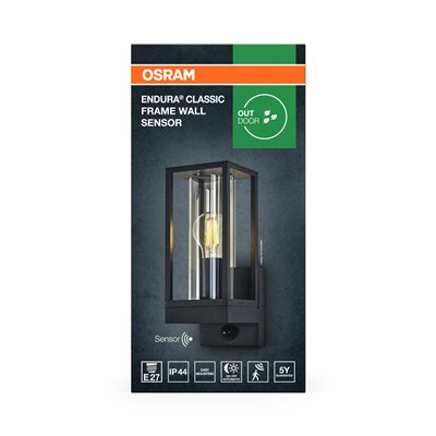 ENDURA CLASSIC FRAME Wall Sensor E27 IP54 Dark Grey