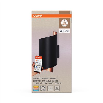 SMART+ MATTER Wall Twist Black 230x127mm Tunable White
