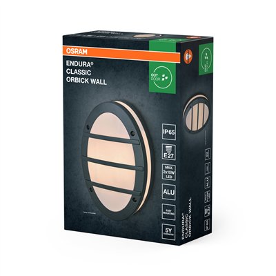 Endura Classic IP65 E27 Orbick Wall Dark Gray
