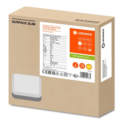 SURFACE SLIM IK10 SQ 200 SENSOR 19W 830 WT IP65