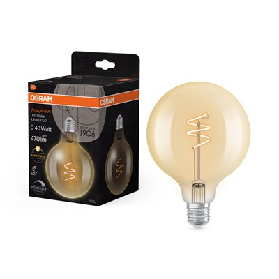 Vintage 1906 LED CLASSIC SLIM FILAMENT Globe DIMMABLE 4.9W 927 Gold E27