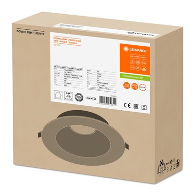 DOWNLIGHT UGR19 DALI DN155 14 W 840 WT IP54 DALI