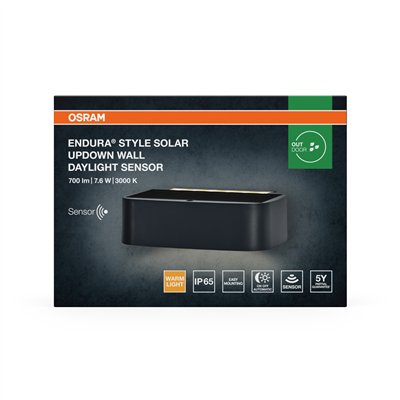 ENDURA STYLE SOLAR BRIGHT DAYLIGHT SENSOR Wall Updown IP65 Dark Grey