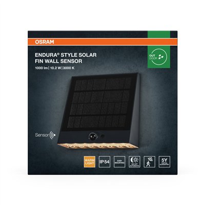 ENDURA STYLE SOLAR BRIGHT SENSOR Wall Fin IP54 Dark Grey