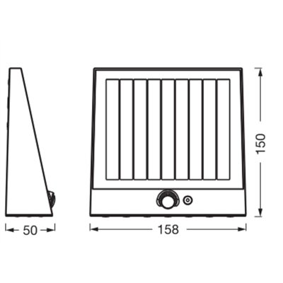 ENDURA STYLE SOLAR BRIGHT SENSOR Wall Fin IP54 Dark Grey