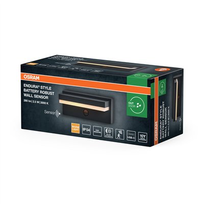 ENDURA STYLE USB ROBUST SENSOR Wall IP54 USB Dark Grey