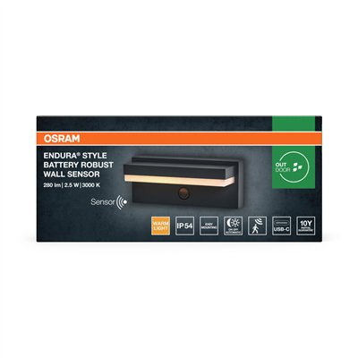 ENDURA STYLE USB ROBUST SENSOR Wall IP54 USB Dark Grey