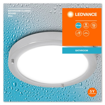 Bathroom Ceiling Luminaire IP44 E27 310mm E27 Chrome