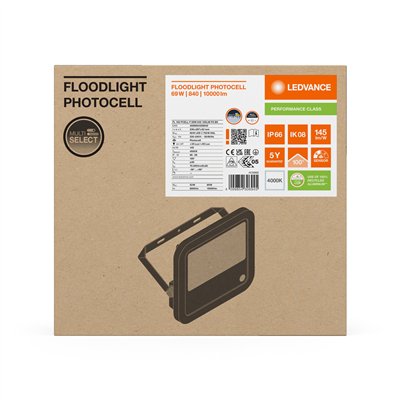 FLOODLIGHT PHOTOCELL 100 69W 840 10KLM PS BK