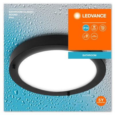 Bathroom Ceiling Luminaire IP44 E27 310mm E27 Black