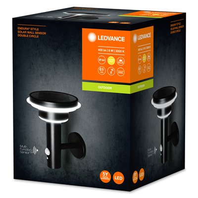 ENDURA® STYLE SOLAR DOUBLE CIRCLE Wall Sensor Double Circle 6W Black