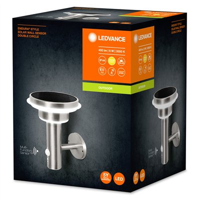 ENDURA® STYLE SOLAR DOUBLE CIRCLE Wall Sensor Double Circle 6W Stainless Steel
