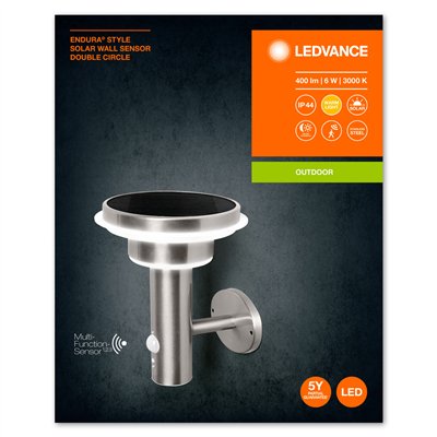 ENDURA® STYLE SOLAR DOUBLE CIRCLE Wall Sensor Double Circle 6W Stainless Steel