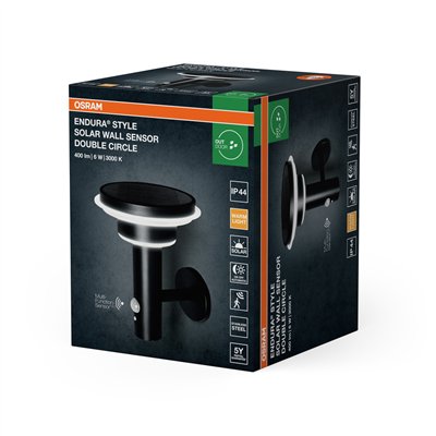 ENDURA® STYLE SOLAR DOUBLE CIRCLE Wall Sensor Double Circle 6W Black