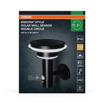 ENDURA® STYLE SOLAR DOUBLE CIRCLE Wall Sensor Double Circle 6W Black