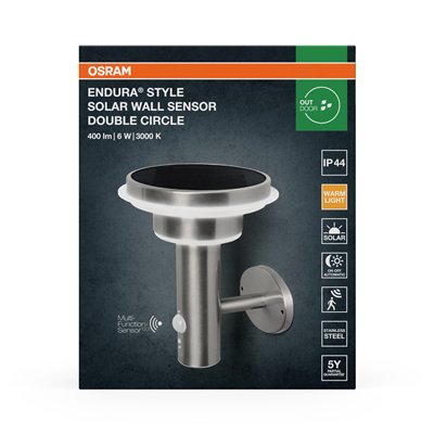 ENDURA® STYLE SOLAR DOUBLE CIRCLE Wall Sensor Double Circle 6W Stainless Steel
