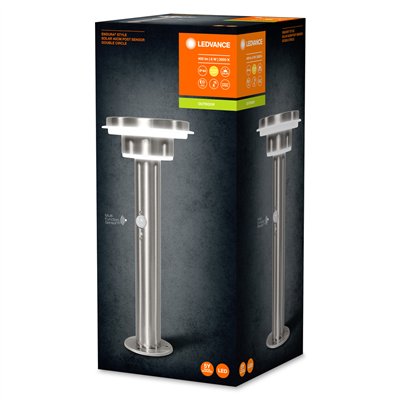 ENDURA® STYLE SOLAR DOUBLE CIRCLE 40cm Post Sensor Double Circle 6W Stainless Steel