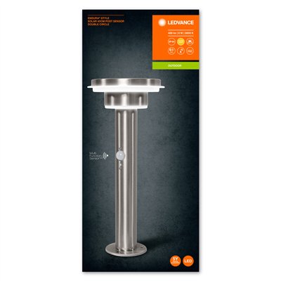 ENDURA® STYLE SOLAR DOUBLE CIRCLE 40cm Post Sensor Double Circle 6W Stainless Steel