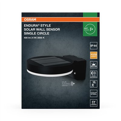 ENDURA® STYLE SOLAR SINGLE CIRCLE Wall Sensor Single Circle 6W Black