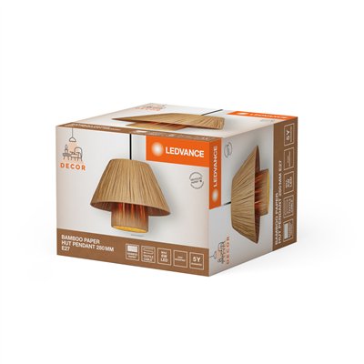 Decor Bamboo Paper Hut Pendant 280 E27 Brown