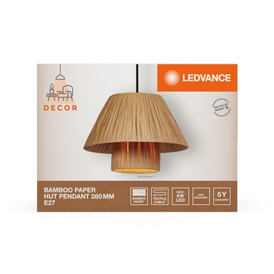 Decor Bamboo Paper Hut Pendant 280 E27 Brown