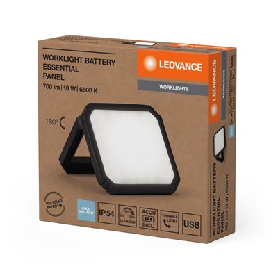 ESSENTIALS WORKLIGHT BATTERY Panel 10W 865 Black